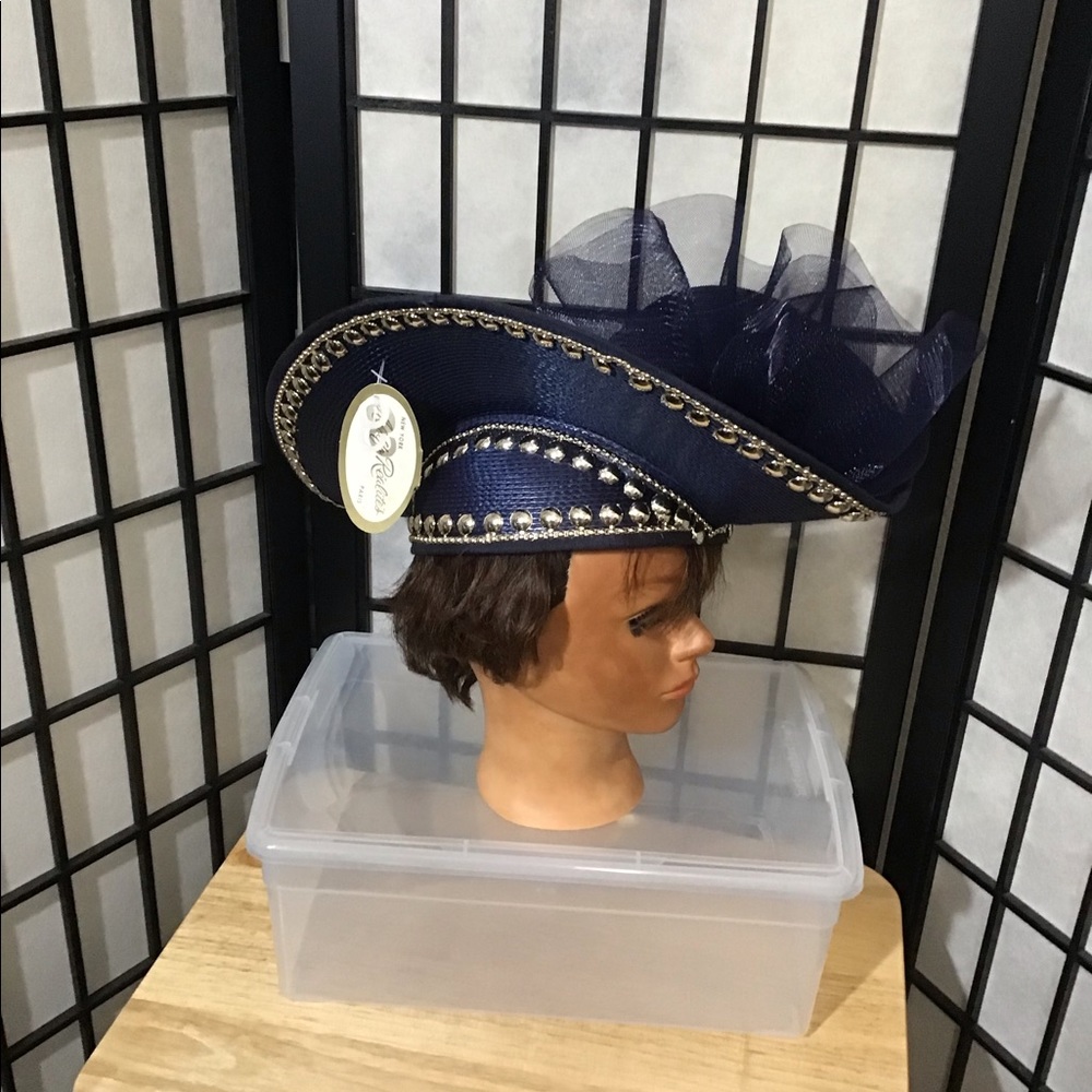 NWT VTG New York Adolfo Realites Absolutely Gourgous Vintage Blue Fascinator - Picture 3 of 7